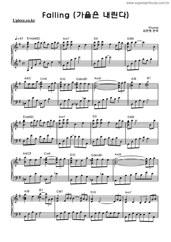 Partitura da música Falling