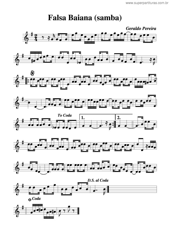 Partitura da música Falsa Baiana v.2