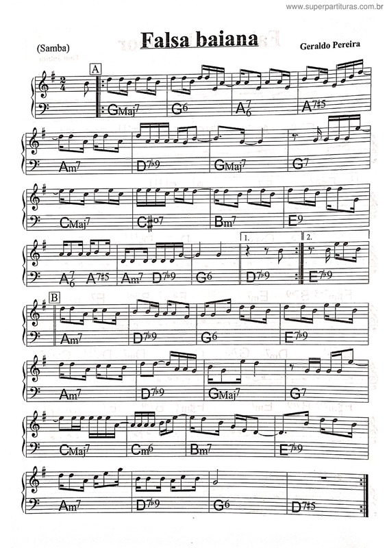Partitura da música Falsa Baiana v.3