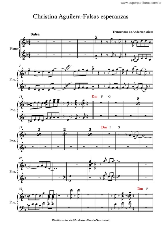 Partitura da música Falsas Esperanzas