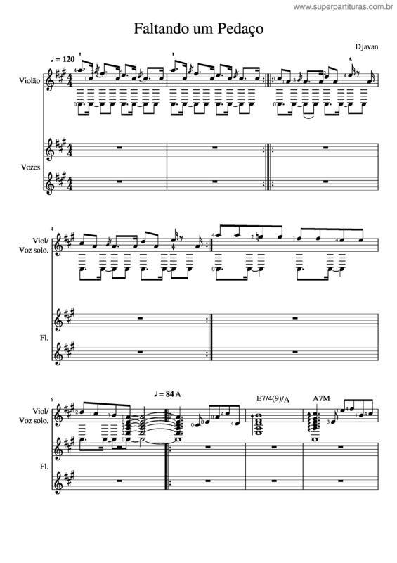Partitura da música Faltando Um Pedaco Com Vozes