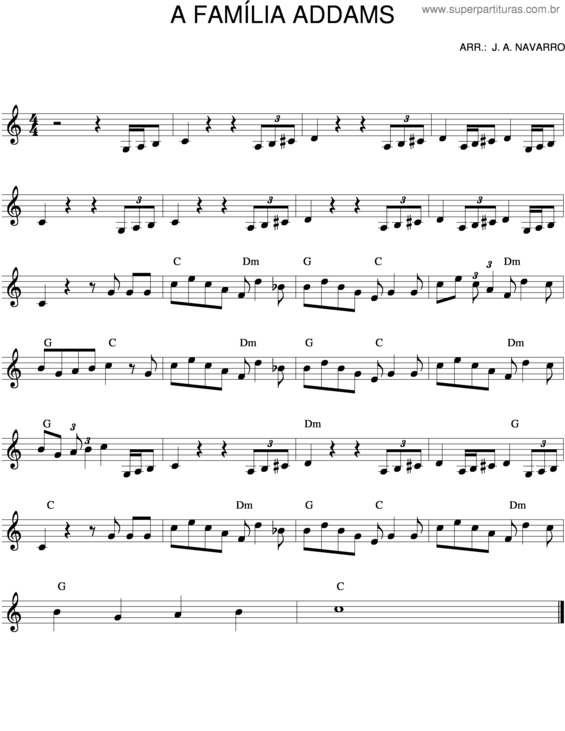 Partitura da música Familia Adams v.2