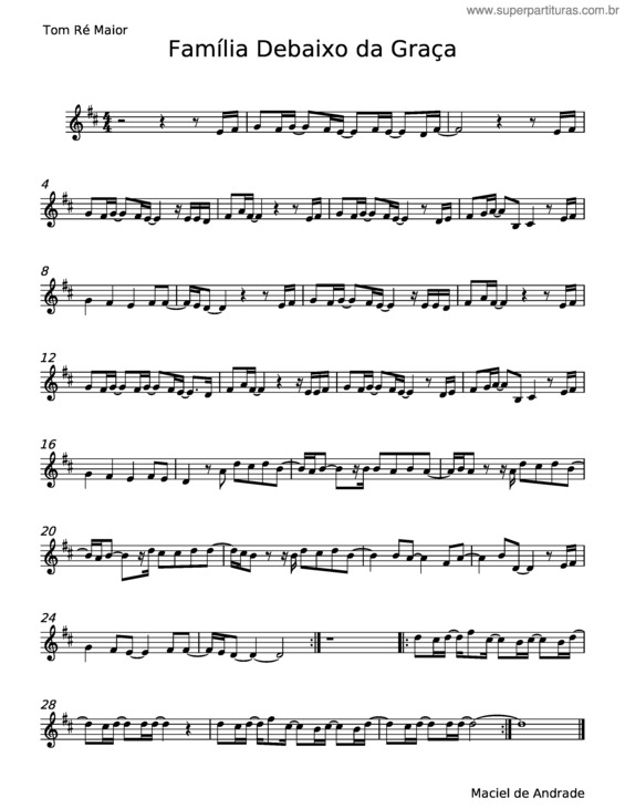 Partitura da música Família Debaixo Da Graça – Maciel De Andrade