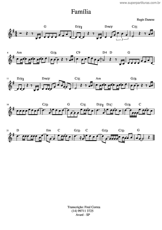 Partitura da música Família v.3