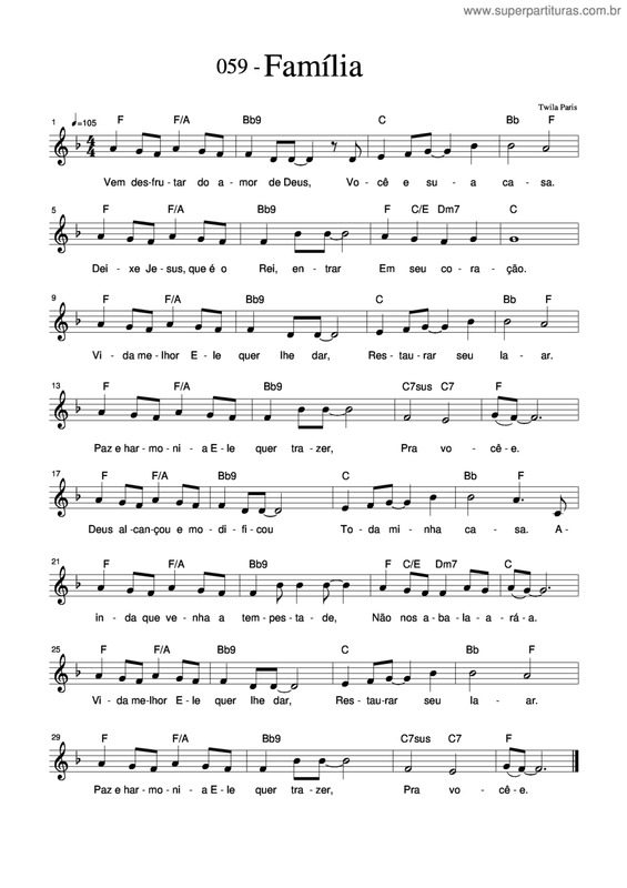 Partitura da música Família v.4