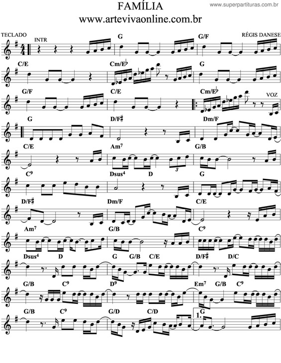 Partitura da música Família v.5