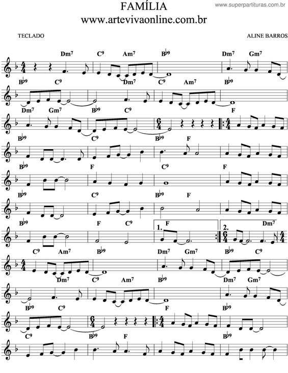 Partitura da música Família v.6