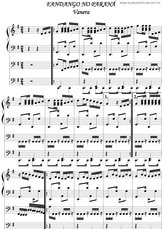 Partitura da música Fandango No Paraná