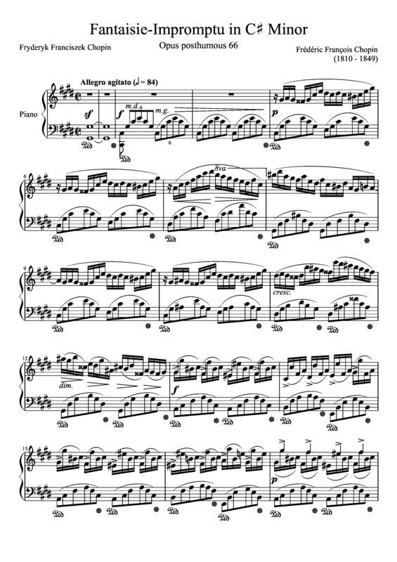 Partitura da música Fantaisie Impromptu In C#m