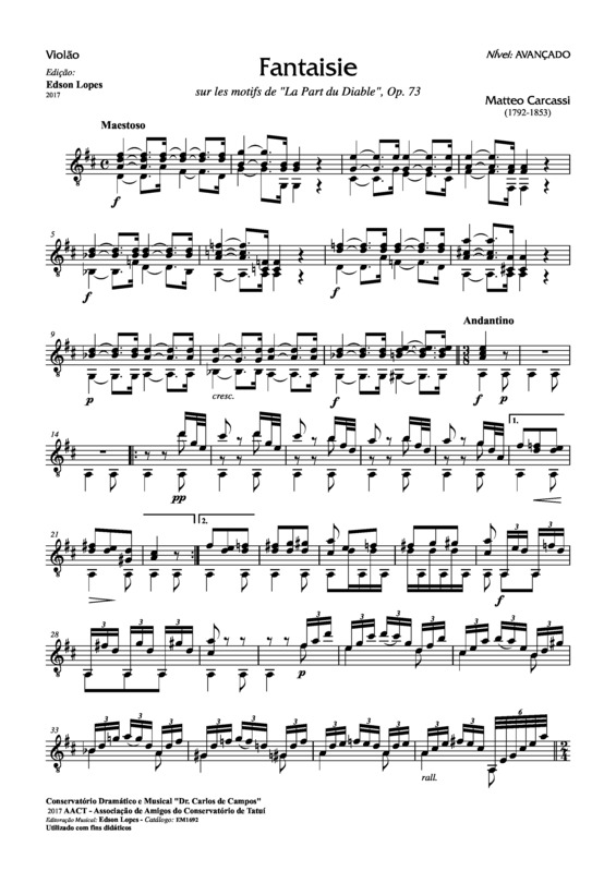Partitura da música Fantaisie Op. 73