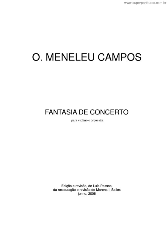 Partitura da música Fantasia de concerto para violino e orquestra