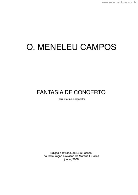 Partitura da música Fantasia de concerto para violino e orquestra