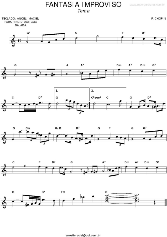 Partitura da música Fantasia Improviso