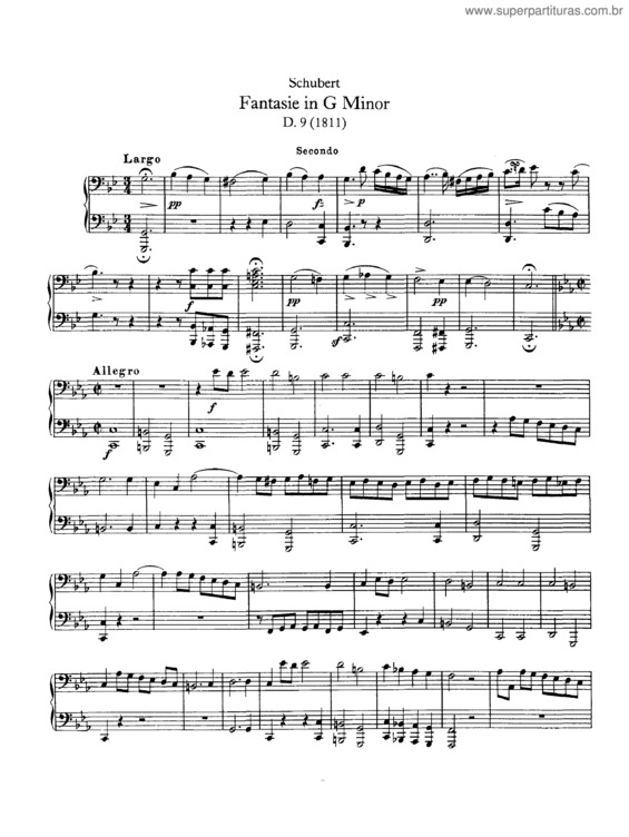 Partitura da música Fantasia in G for Piano duet