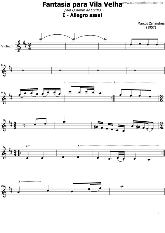 Partitura da música Fantasia para Vila Velha v.2