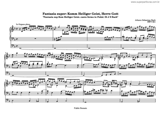 Partitura da música Fantasia super: Komm Heiliger Geist, Herre Gott