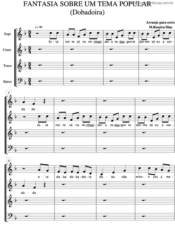 Partitura da música Fantasias Sobre Um Tema Popular