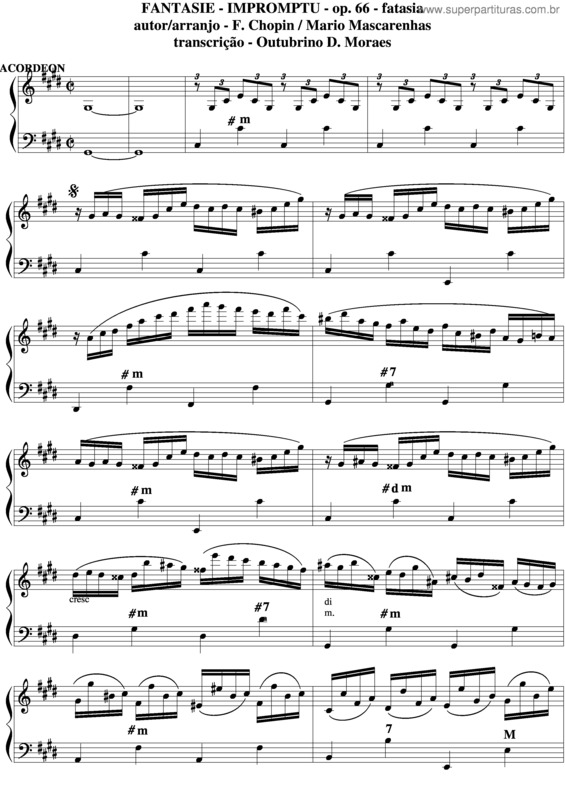 Partitura da música Fantasie