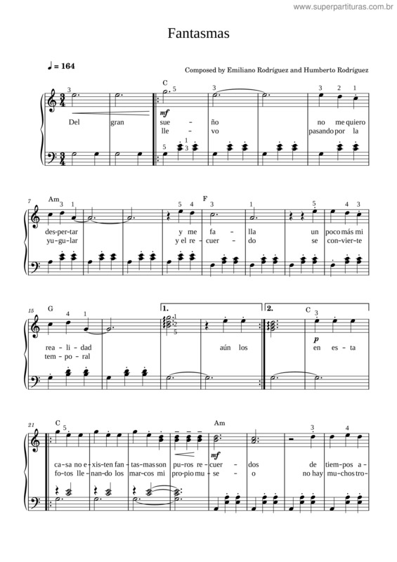Partitura da música Fantasmas – Humbe v.2