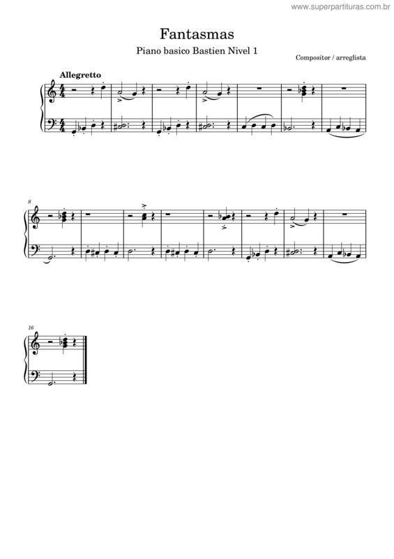 Partitura da música Fantasmas Piano Básico De Bastien