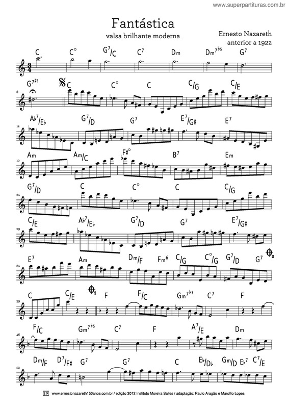 Partitura da música Fantástica