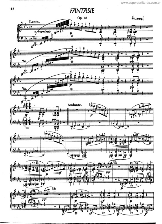 Partitura da música Fantasy for Piano in E flat major