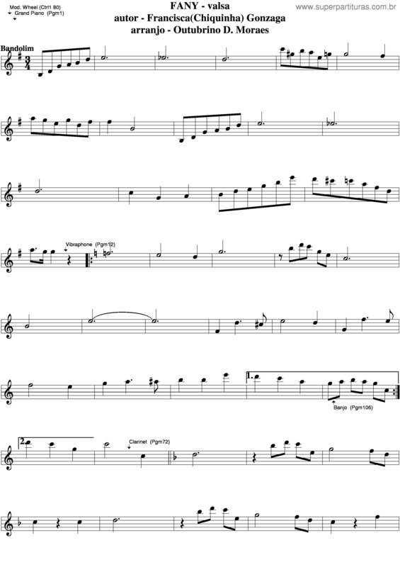 Partitura da música Fany v.2