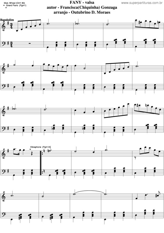 Partitura da música Fany v.3