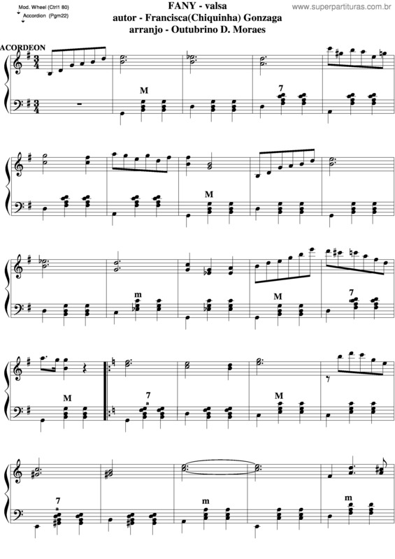 Partitura da música Fany