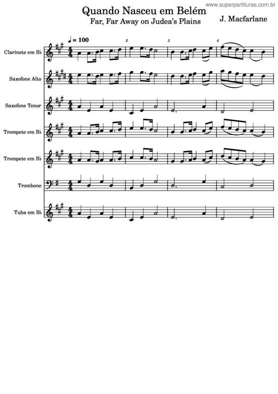 Partitura da música Far, Far Away On Judea’S Plains Quando Nasceu Em Belém, J. Mac Farlane