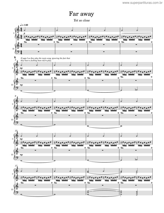 Partitura da música Far Away, Yet So Close