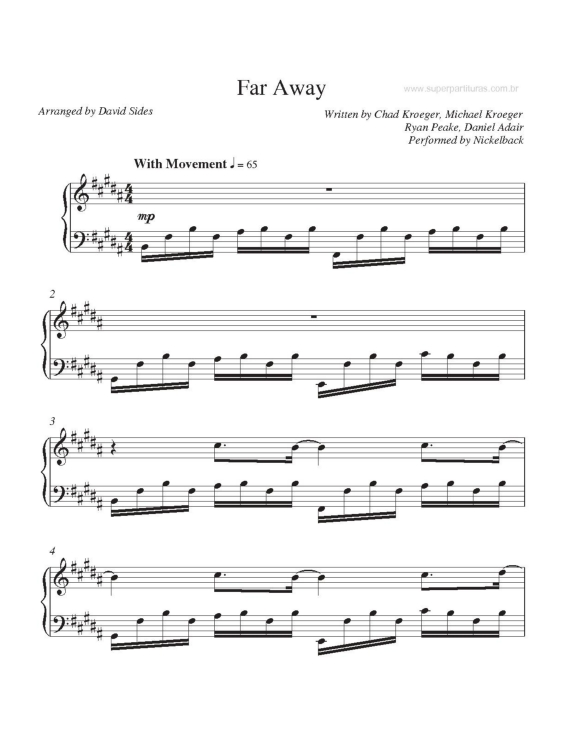 Partitura da música Far Away v.3