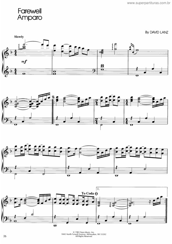 Partitura da música Farawell Amparo