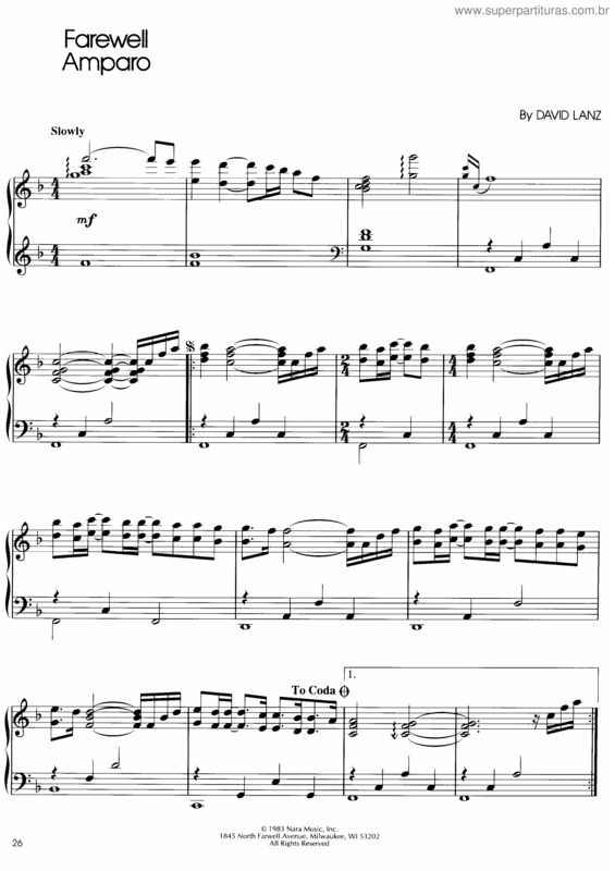 Partitura da música Farawell Amparo