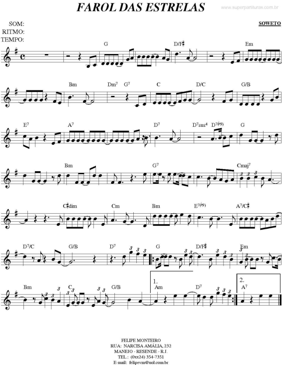 Partitura da música Farol Das Estrelas