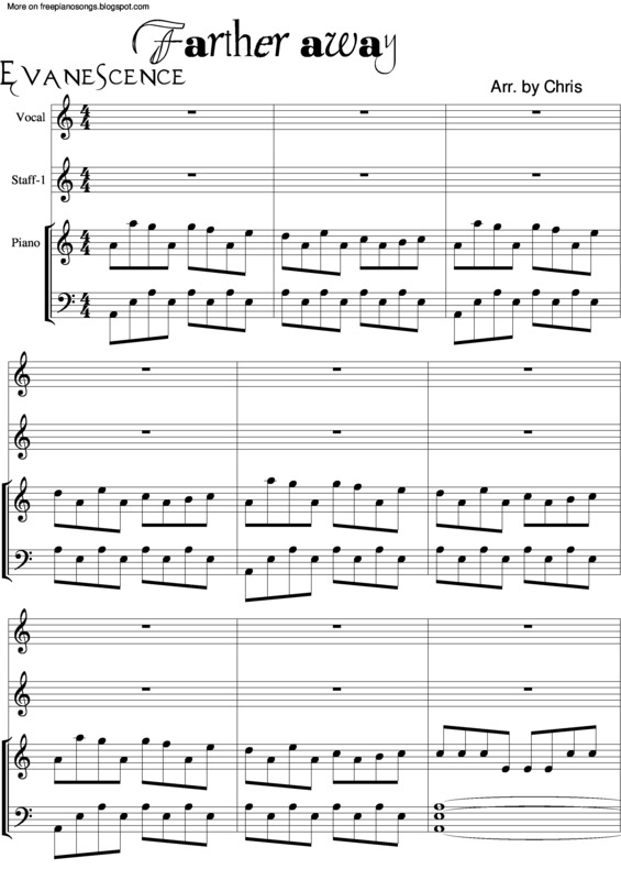 Partitura da música Farther Away v.2