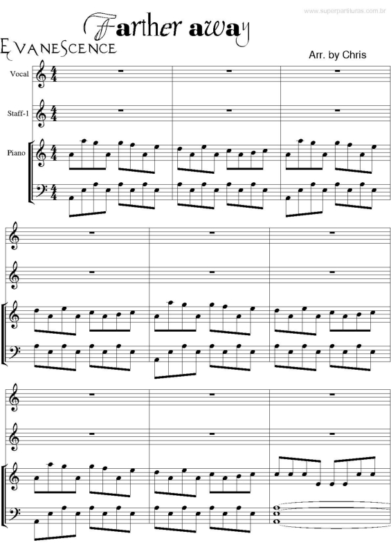 Partitura da música Farther Away