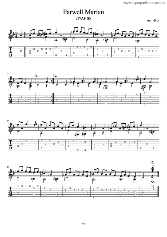 Partitura da música Farwell Marian