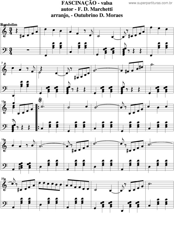 Partitura da música Fascinação v.10