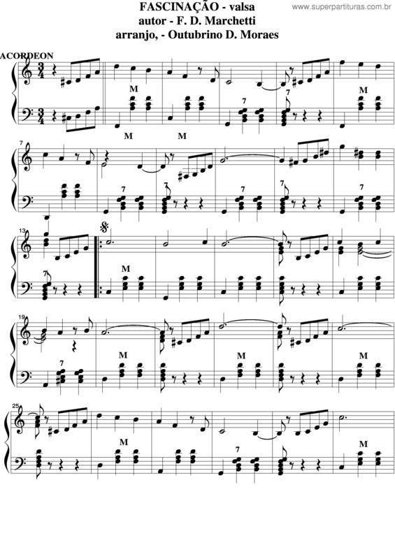 Partitura da música Fascinação v.7