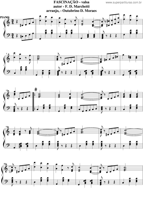 Partitura da música Fascinação v.8