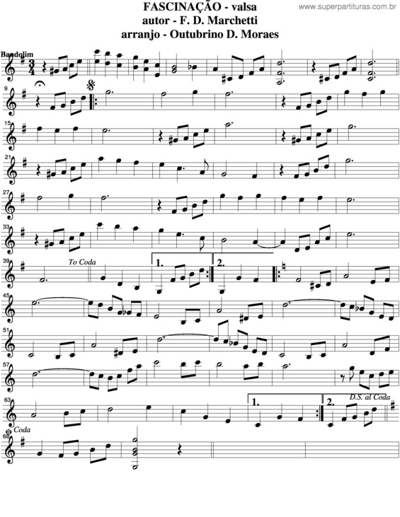 Partitura da música Fascinação v.9