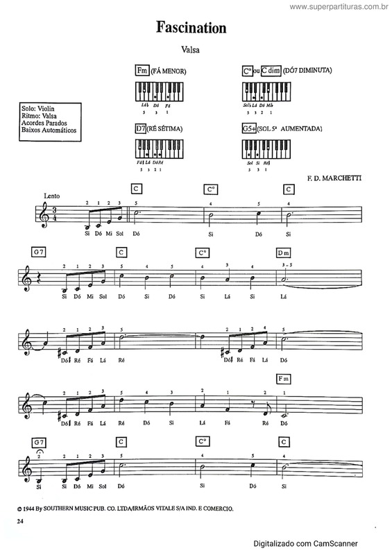 Partitura da música Fascination v.3