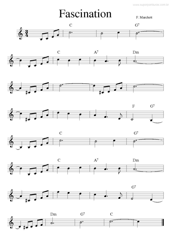 Partitura da música Fascination