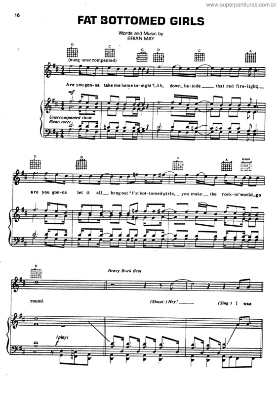 Partitura da música Fat Bottoned Girls