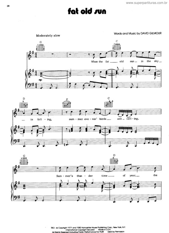 Partitura da música Fat Old Sun v.3