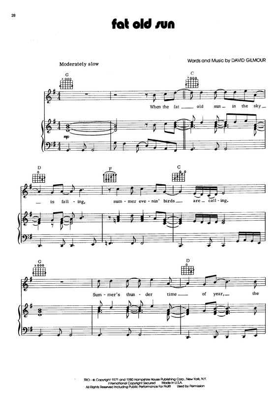 Partitura da música Fat Old Sun v.4