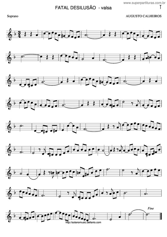 Partitura da música Fatal Desilusão