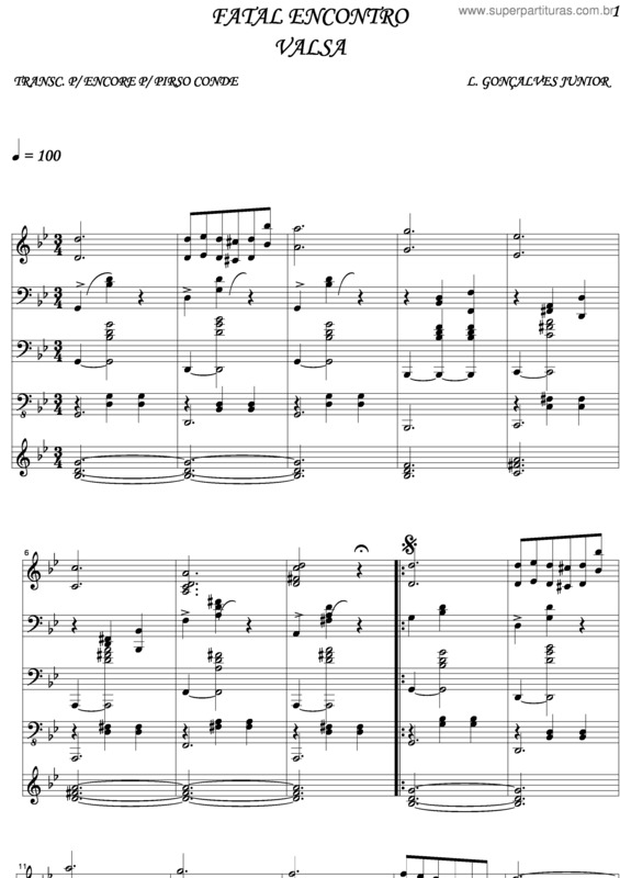 Partitura da música Fatal Encontro v.2