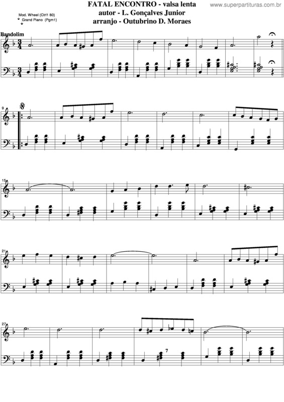 Partitura da música Fatal Encontro v.5